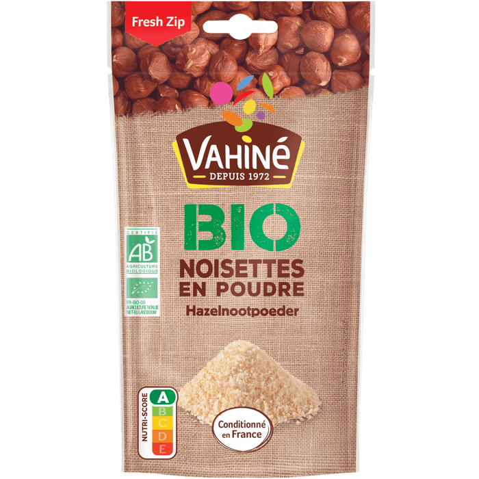 Un paquet de poudre de noisettes Vahiné Bio.