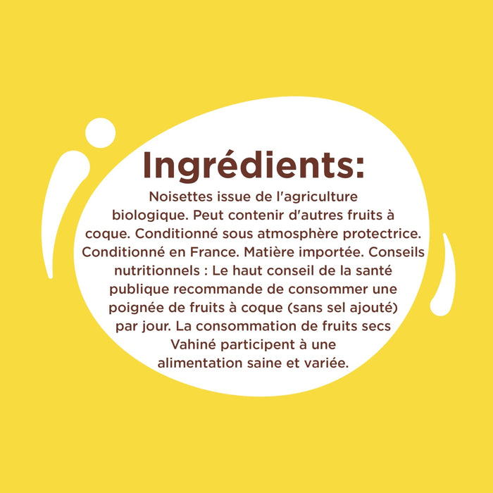 L'image affiche la liste des ingrédients d'un produit alimentaire, avec du texte en français sur un fond jaune.
