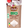 Un paquet de noix de coco râpée Vahiné BIO est présenté, mettant en évidence sa certification biologique et ses informations nutritionnelles.