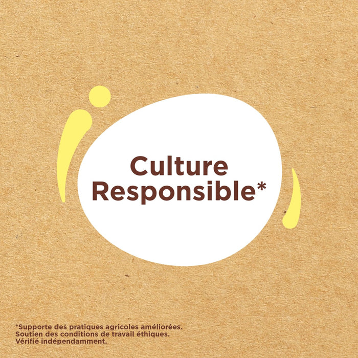 Le logo Culture Responsible prACsente les mots Culture Responsible dans une forme ovale marron avec un arc jaune autour.