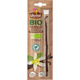 Un emballage de gousse de vanille Bourbon BIO Wani est présenté.