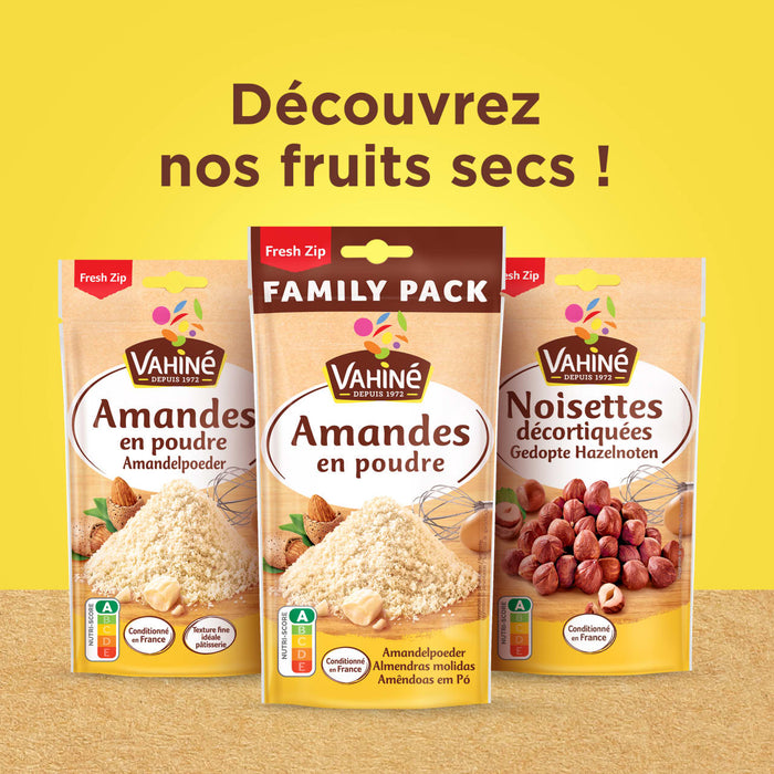 Une sAClection de poudres d'amandes et de noisettes de la marque Valnuts est prACsentACe dans son emballage.