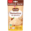 Un paquet familial de poudre de noisettes de la marque Vahine est présenté.