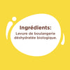 L'image montre la liste des ingrédients d'un produit, qui est de la levure de boulangerie déshydratée biologique.