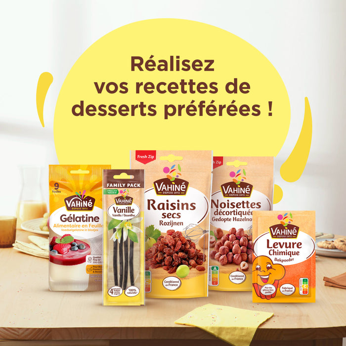 Une sAClection d'ingrACdients pour desserts VahinAC est prACsentACe avec le texte RACalisez vos recettes de desserts prACfACrACes !