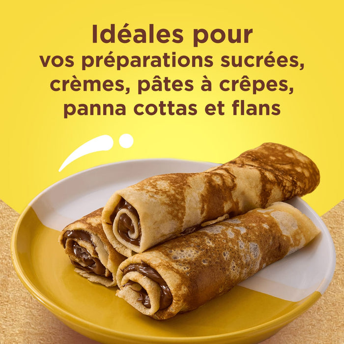 Une pile de crAapes fourrACes d'une crA?me sucrACe, idACales pour les prACparations sucrACes, les crA?mes, les pActes A? crAapes, les panna cottas et les flans.