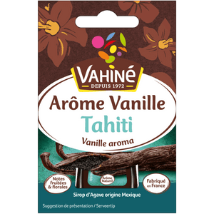 Emballage d'Arôme Vanille Tahiti Vahiné présentant une gousse de vanille.
