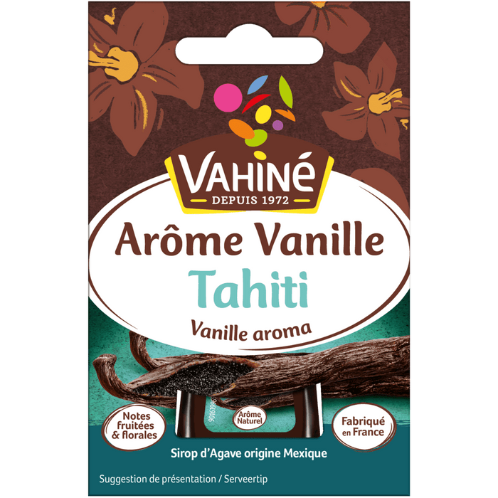 Emballage d'Arôme Vanille Tahiti Vahiné présentant une gousse de vanille.