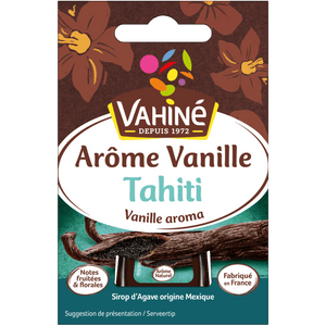 Emballage d'Arôme Vanille Tahiti Vahiné présentant une gousse de vanille.