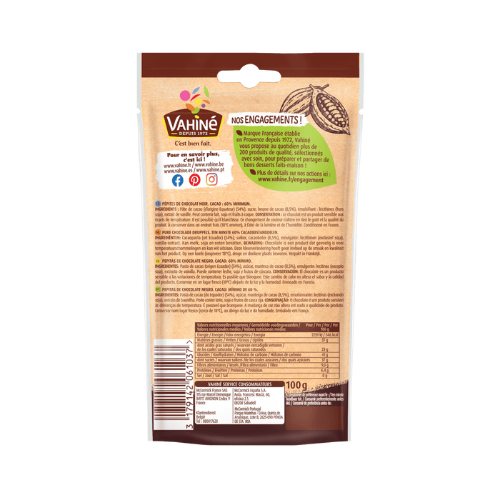Le dos d'un paquet de mAClange de chocolat chaud McCormick fournit des informations nutritionnelles et des instructions de prACparation.
