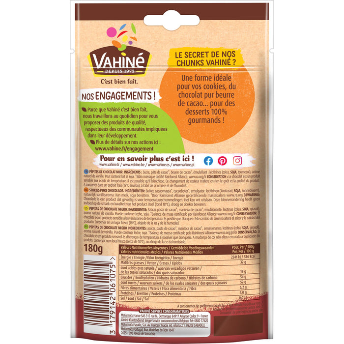 L'emballage du produit VahinAC prACsente des informations nutritionnelles et des dACtails sur le produit.