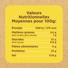 Une étiquette de valeurs nutritionnelles indique les valeurs nutritionnelles moyennes pour 100g d'un produit alimentaire.