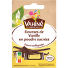 Le paquet Vahiné présente des gousses de vanille en poudre sucrées, soulignant sa saveur vanillée.
