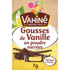 Emballage de la marque Vahiné pour gousses de vanille en poudre sucrées.