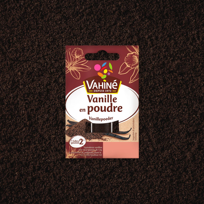 Un paquet de VahinAC Vanille en poudre, vanille en poudre.