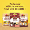 Les produits VahinAC sont prACsentACs avec le texte Parfumez dAClicieusement tous vos desserts, faisant la promotion de la vanille et de la vanille en poudre pour aromatiser les desserts.