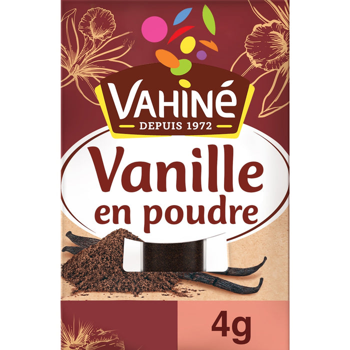 Un paquet de poudre de vanille de la marque Vahiné.