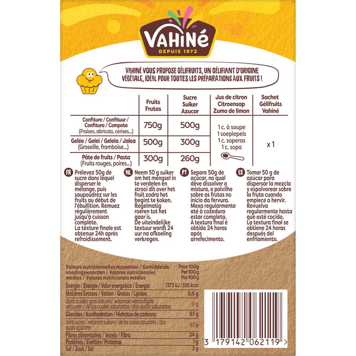 Le dos d'un emballage de produit VahinAC prACsente des informations nutritionnelles et des instructions de prACparation.