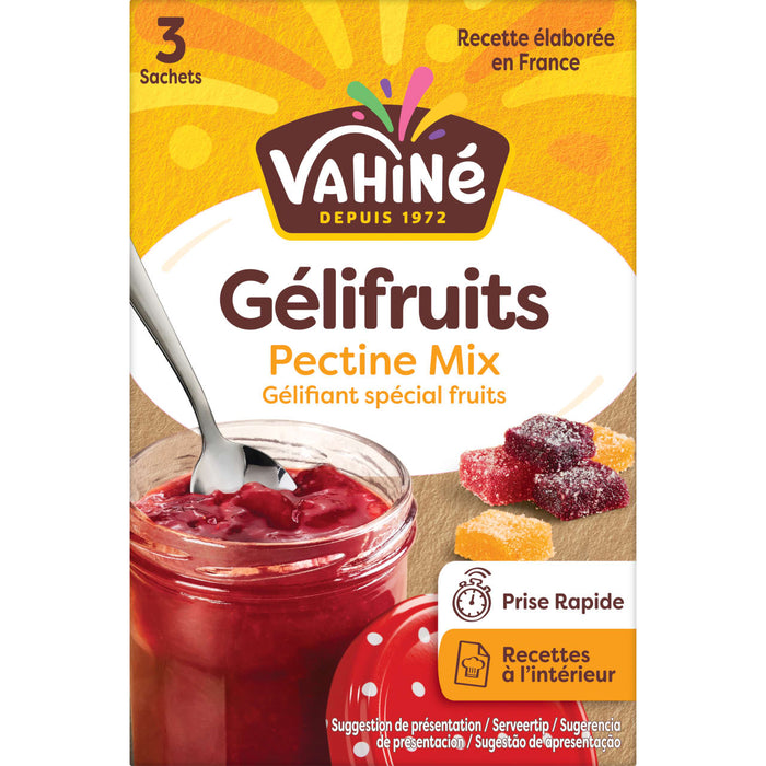 Un paquet de VahinAC GAClifruits Pectine Mix, un produit pour faire des gelACes de fruits.