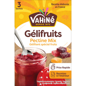 Un paquet de VahinAC GAClifruits Pectine Mix, un produit pour faire des gelACes de fruits.