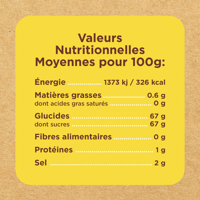Tableau des valeurs nutritionnelles moyennes pour 100g.