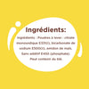 L'image montre la liste des ingrédients d'une poudre à pâte, incluant du citrate monocalcique, du bicarbonate de sodium et de l'amidon de maïs, avec une note indiquant qu'elle peut contenir du blé.