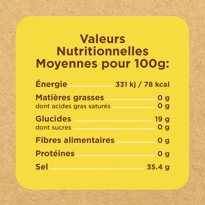 Étiquette d'information nutritionnelle indiquant les valeurs nutritionnelles moyennes pour 100g.