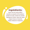L'image affiche la liste des ingrédients d'un produit, notamment du sucre roux de canne, de la cannelle en poudre, de l'amidon de maïs et de l'extrait de cannelle, et indique qu'il est fabriqué en France avec du sucre de canne d'origine France et de la cannelle d'origine Vietnam et Indonésie.