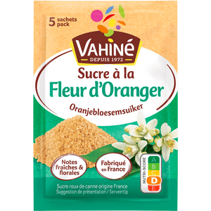 Vahiné Sucre à la Fleur d'Oranger, ou sucre à la fleur d'oranger, est présenté dans son emballage.