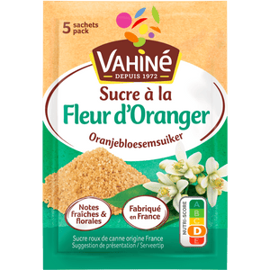 Vahiné Sucre à la Fleur d'Oranger, ou sucre à la fleur d'oranger, est présenté dans son emballage.