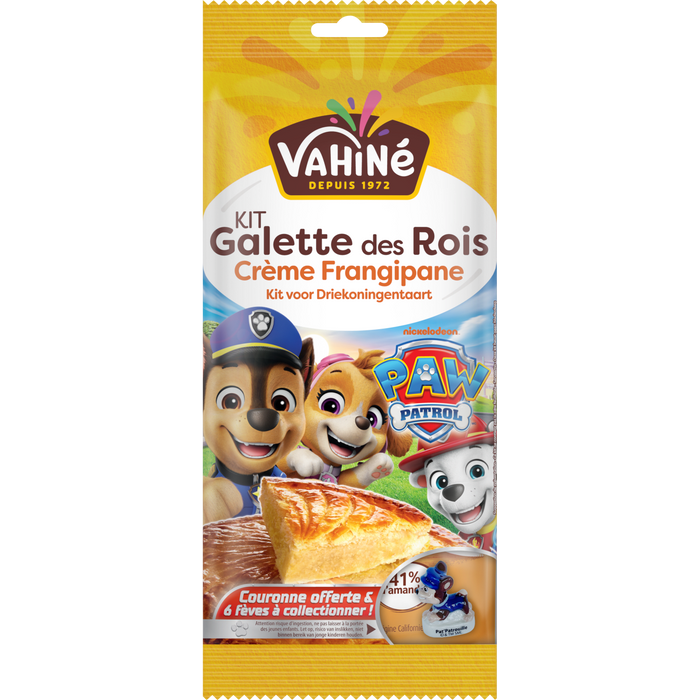Un paquet de Vahiné Galette des Rois Crème Frangipane avec des personnages de Paw Patrol.