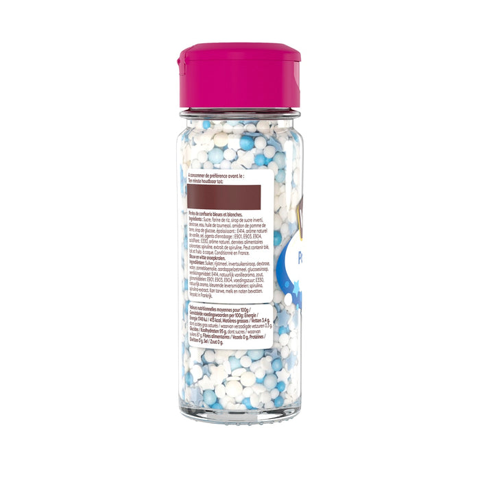 Une bouteille de vermicelles de la marque Great Value avec un couvercle rose est prACsentACe.