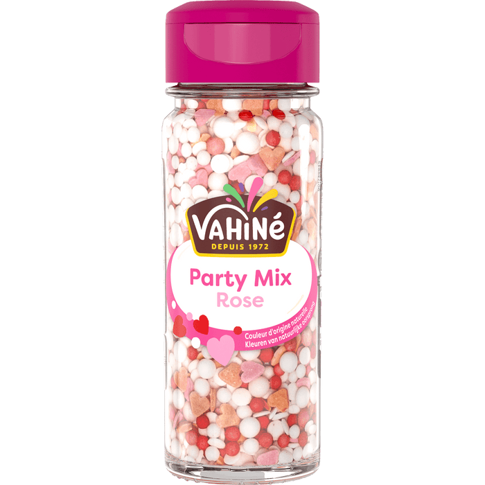 Une bouteille de décorations Dr. Oetker Party Mix Rose, parfaites pour décorer les desserts.