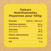 Une étiquette de valeurs nutritionnelles indique les valeurs nutritionnelles moyennes pour 100g d'un produit alimentaire.