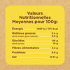 Étiquette d'information nutritionnelle indiquant les valeurs moyennes pour 100g.