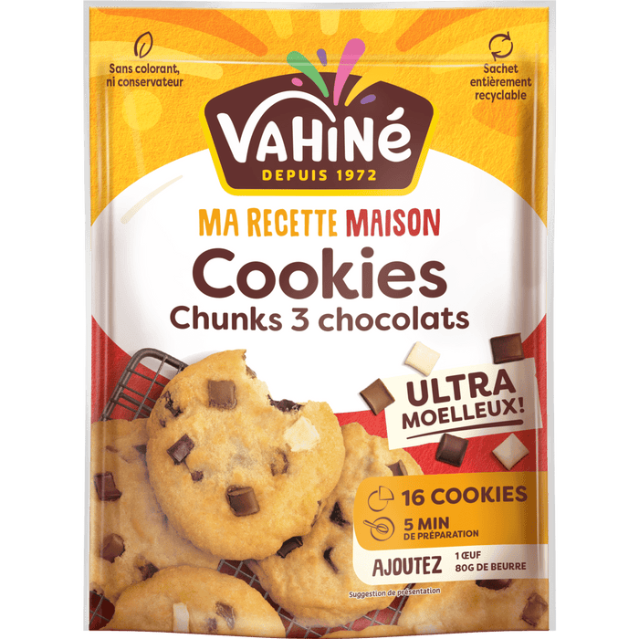 Un paquet de Vahiné Ma Recette Maison Cookies, avec des cookies aux pépites de chocolat.