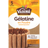 Vahiné Gélatine en Poudre, un produit de gélatine en poudre, est présenté sur un emballage avec une image de dessert.