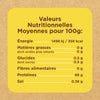 Une étiquette de valeurs nutritionnelles indique les valeurs nutritionnelles moyennes pour 100g.