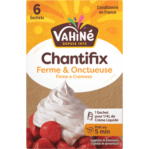 Un paquet de Vahiné Chantifix, un produit de McCormick, utilisé pour stabiliser la crème fouettée.