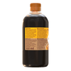 Une bouteille de sauce soja avec un bouchon et une ACtiquette marron.