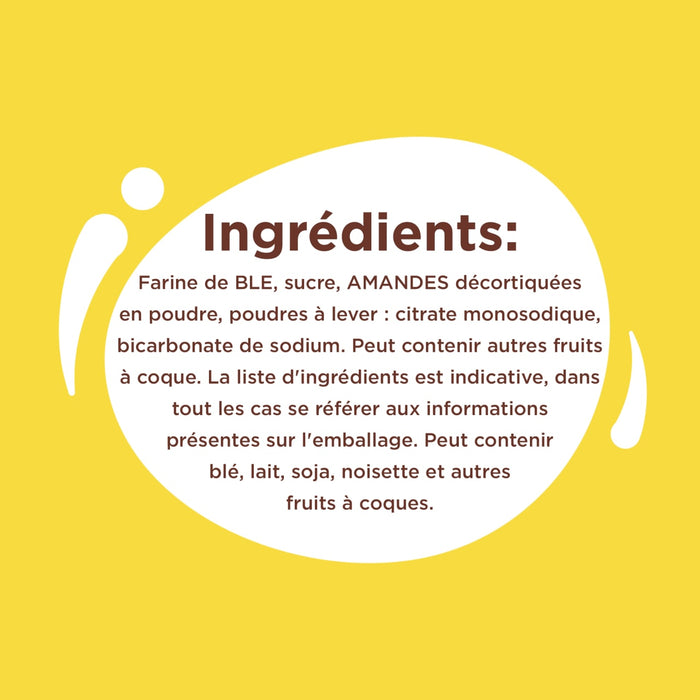 L'image montre une liste d'ingrédients comprenant de la farine, du sucre, des canneberges séchées et de la poudre à pâte.