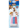Un paquet de bougies d'anniversaire et de décorations de personnages sur le thème de Paw Patrol.
