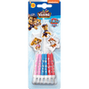 Un paquet de bougies d'anniversaire et de décorations de personnages sur le thème de Paw Patrol.
