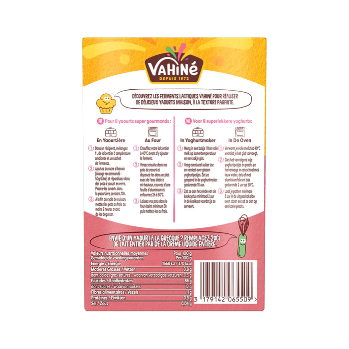 L'image montre le dos d'un emballage de produit Yeliase avec des informations nutritionnelles et des instructions.