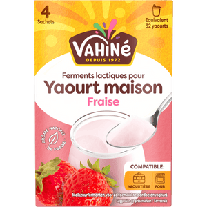 Paquet de ferments lactiques pour yaourt maison saveur fraise Vahiné.