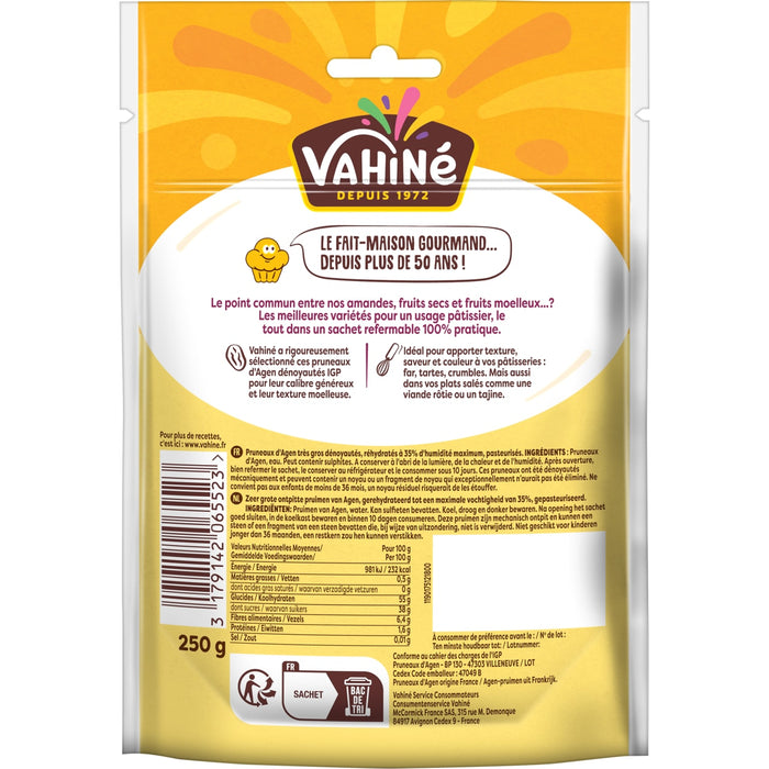 Le dos d'un emballage de produit VahinAC prACsente des informations nutritionnelles et des instructions de prACparation.