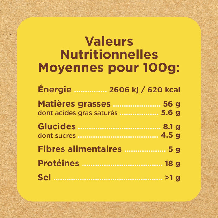 Une étiquette de valeurs nutritionnelles fournit les valeurs nutritionnelles moyennes pour 100g.