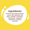 Une illustration de la collection Vahine Nutritional Ingredients And Hero Recipe Images présente une liste d'ingrédients en français sur un fond jaune.