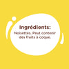 L'image affiche une liste d'ingrédients, qui comprend des noisettes et une mention indiquant que le produit peut contenir des fruits à coque.