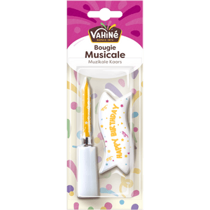 Un paquet de bougie et de bannière d'anniversaire Wilton Single Musicale.